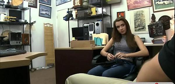  Pretty girl pounded by nasty pawn keeper in his office